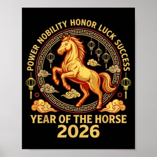 Poster Bonne année chinoise 2026 Année du cheval 2026