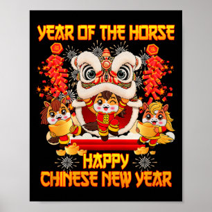 Poster Bonne année chinoise 2026 Année du cheval enfant