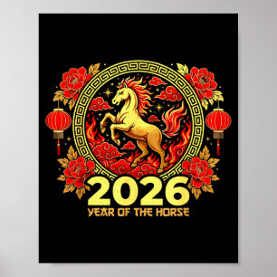 Poster Bonne année chinoise du cheval de feu Chinois Z
