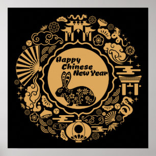 Poster Bonne année chinoise du lapin
