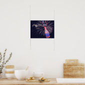 Poster Bonne année Feu d'artifice Champagne (Cuisine)