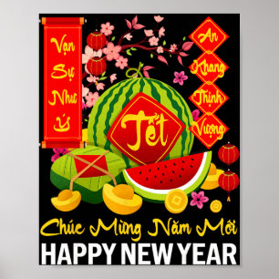Poster Bonne année lunaire vietnamienne Chuc Mung Nam Moi