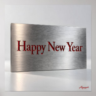 Poster Bonne année métal gravé