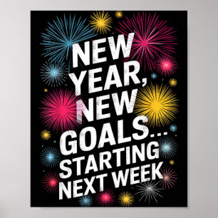 Poster Bonne année Nouveaux objectifs Drôle de soirée du