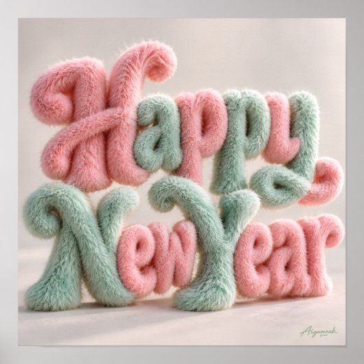 Poster Bonne Année Peluche Douce (Devant)