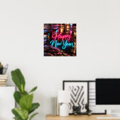 Poster Bonne année Reflet de flaque néon (Bureau à domicile)