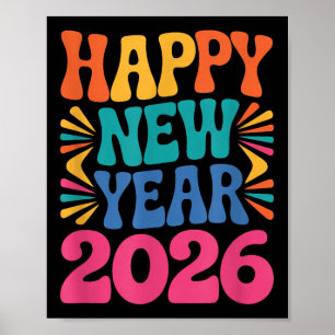 Poster Bonne année rétro 2026 