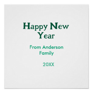 Poster Bonne année verte ajouter nom de famille année sim