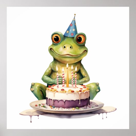 Poster Bonne Anniversaire Funny grenouille (Devant)