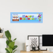 Poster Bonne bannière d'anniversaire (Bureau à domicile)