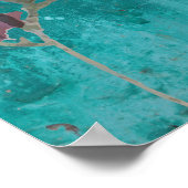 Poster Bonne chance Belle Trois Fleurs Maroon sur Bleu (Coin)