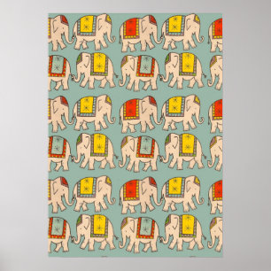 Poster Bonne chance cirque éléphants mignons éléphant mot