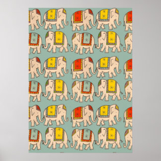 Poster Bonne chance cirque éléphants mignons éléphant mot