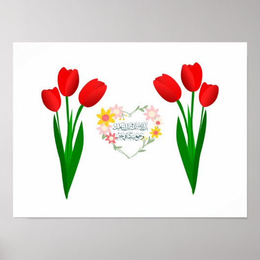 Poster Bonne chance ensemble de trois tulipes rouges (Devant)