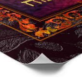 Poster Bonne Chanukah Menorah Orange Rouge Baroque Peintu (Coin)