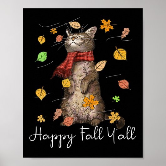 Poster Bonne Chute Y'all mignonne Automne Chat Kitty Chat (Devant)