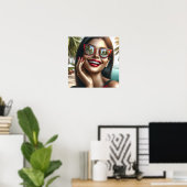 Poster Bonne dame dans un paradis tropical (Bureau à domicile)