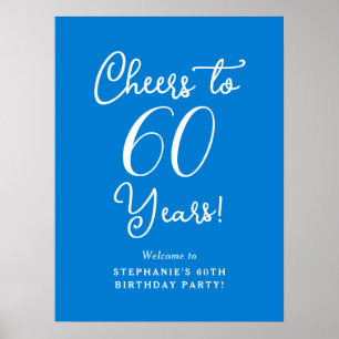 Poster Bonne fête bleue pour les 60 ans Panneau de bienve