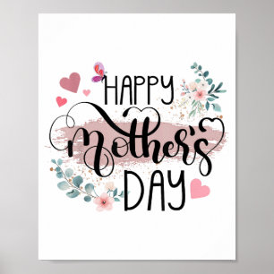 Poster Bonne fête des mères 2025 mignonne florale pour le