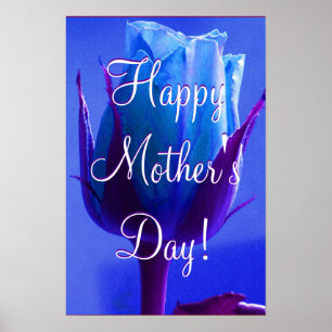 Poster Bonne fête des mères Rose bleu