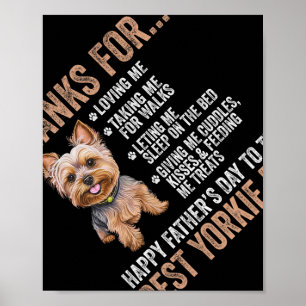 Poster Bonne Fête des pères Au Meilleur Yorkie Papa Yorks