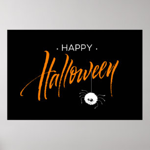 Poster Bonne Halloween mignonne araignée