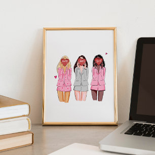 Poster Bonne illustration d'anniversaire filles roses