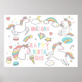 Poster Bonne licorne d'anniversaire (Devant)