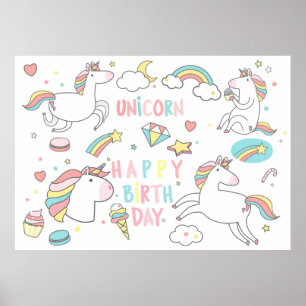 Poster Bonne licorne d'anniversaire