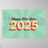 Poster Bonne nouvelle année 2025 rétro 3d typographie des (Devant)