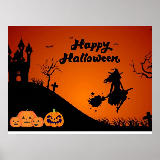 Poster Bonne nuit d'Halloween - sorcière Éffrayante, Citr (Devant)