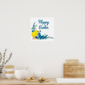 Poster Bonne Pâques avec un bébé poussin (Cuisine)
