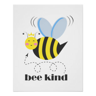 Poster Bonne princesse d'abeille avec couronne et slogan 