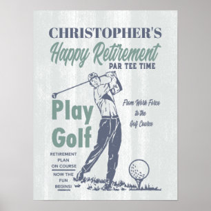 Poster Bonne retraite Funny Retro Golf Party