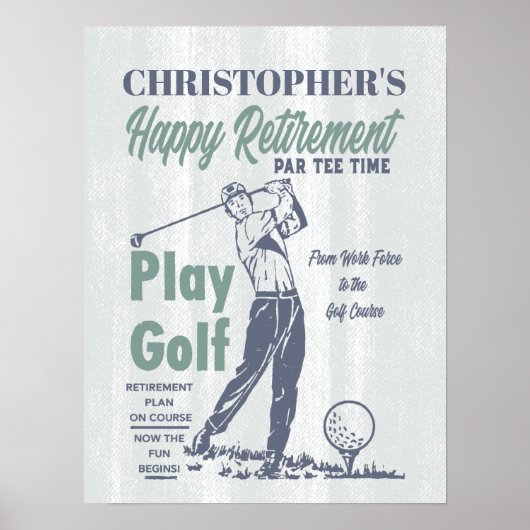 Poster Bonne retraite Funny Retro Golf Party (Devant)