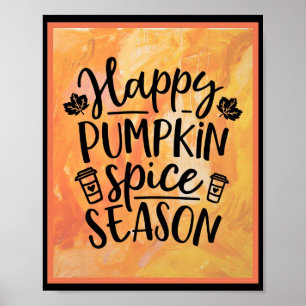 Poster Bonne saison épicée Citrouille mignonne automne