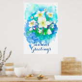 Poster Bonnes Fêtes Hellebore Fleurs de Noël (Cuisine)