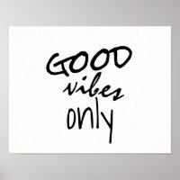 bonnes vibes seulement typographie noir et blanc