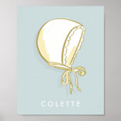 Poster Bonnet Bébé Bleu Personnalisé Enfants Nom Art (Devant)
