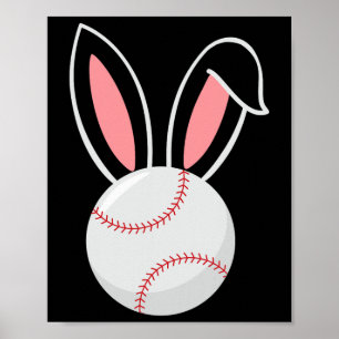 Poster Bonnet de baseball de Pâques Oreilles Amusants de 