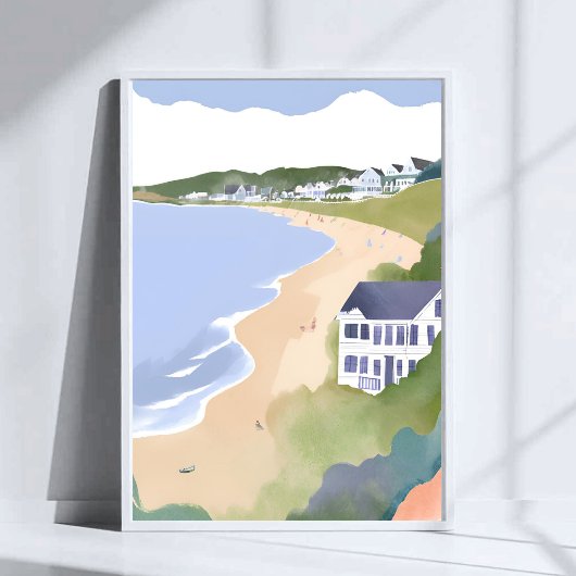 Poster Bonnet Shores | Plage de Rhode Island Aquarelle
