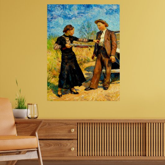 Poster Bonnie and Clyde Fooling Around 1934 AI Painting (Salon 2)