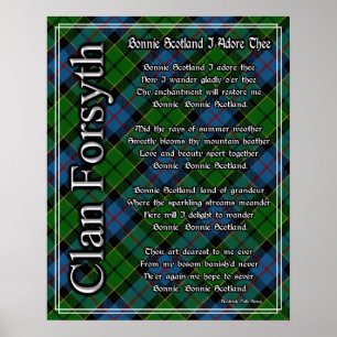 Poster Bonnie Ecosse Je Adore Le Clan Forsyth Tartan