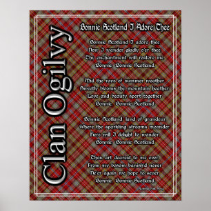 Poster Bonnie Ecosse Je Adore Le Clan Ogilvy Tartan