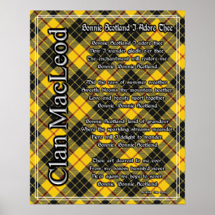 Poster Bonnie Scotland I Adore Thee Clan MacLeod Tartan
