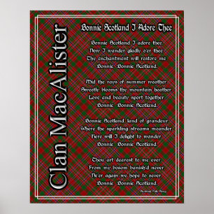 Poster Bonnie Scotland I Adore Thee MacAlister Tartan