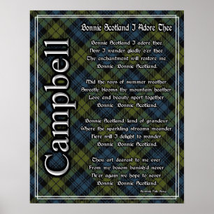 Poster Bonnie Scotland J'Adore The Campbell Tartan