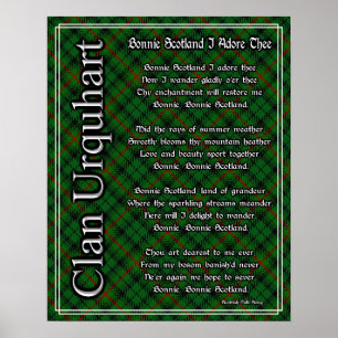 Poster Bonnie Scotland Je Adore Le Clan Urquhart Tartan