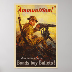 Poster Bons de guerre américains Munitions Propagande de 