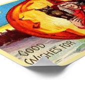 Poster Bons voeux pour Halloween, hibou, sorcière, chat, (Coin)